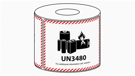 82x111mm Lithium Battery Mark UN3480 Label, 500 per roll - Thermal Labels