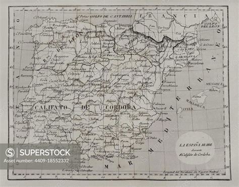 Map of Moorish Spain during the Caliphate of Cordoba (929-1031 AD). Las Glorias Nacionales ...