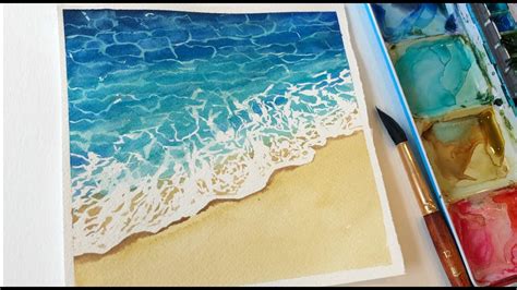 Easy Ocean waves Watercolor/ Step by Step watercolor tutorial in under 10 minutes!! - YouTube