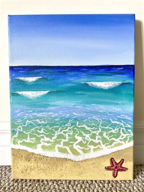 Easy Beach Painting with Acrylics for Beginners | Step by Step Tutorial