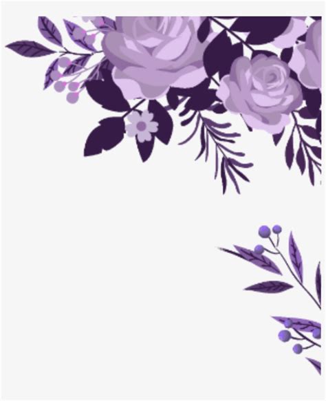 Download Ftestickers Watercolor Flowers Border Corner Purple - Watercolor Flowers Border Png ...