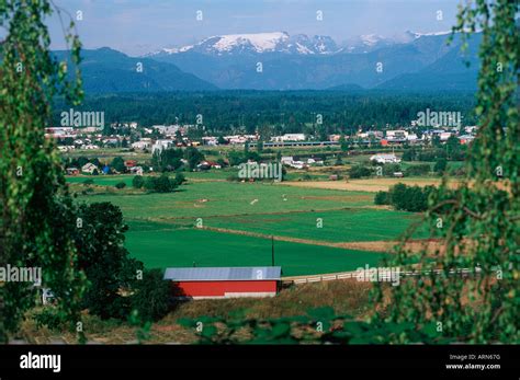 Comox Valley view to Courtney with Comox glacier, Vancouver Island, British Columbia, Canada ...