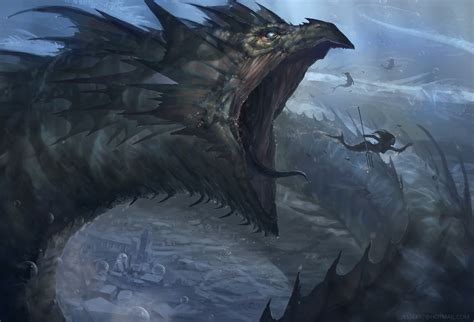 Wallpaper : fantasy art, dragon, mermaids, leviathan, wing, screenshot, fictional character ...