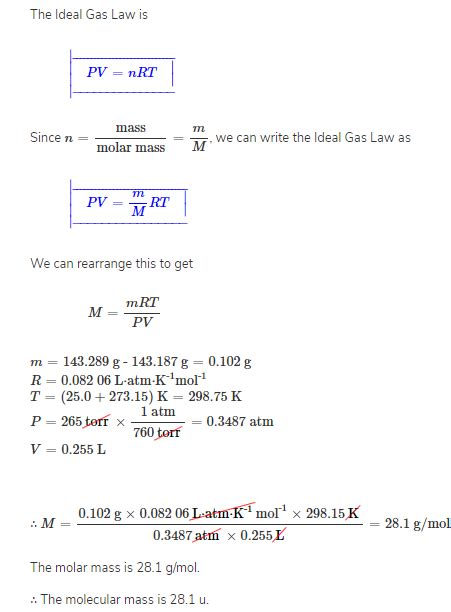 How would you find the molecular weight of an unknown gas?