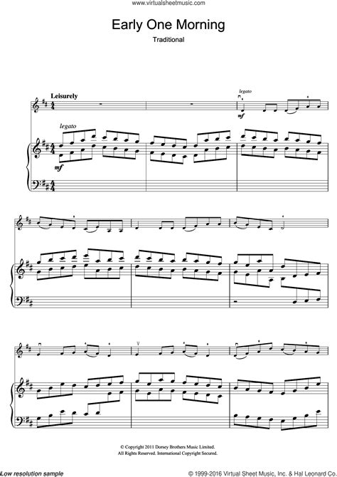 Early One Morning sheet music for violin solo (PDF)