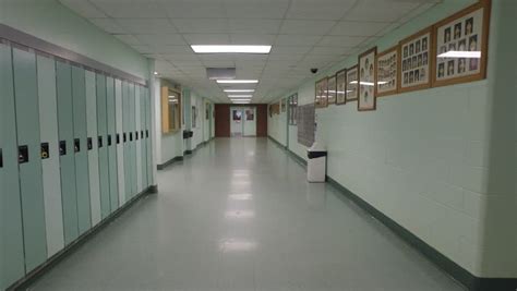 High School Hallway 2. Slow Zoom. Slow Zoom Down A Long, Empty High ...