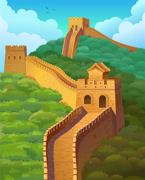 The great Wall of China. Vector illustration. 3126235 Vector Art at ...