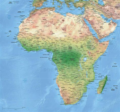 Vector Map Africa continent shaded relief | One Stop Map