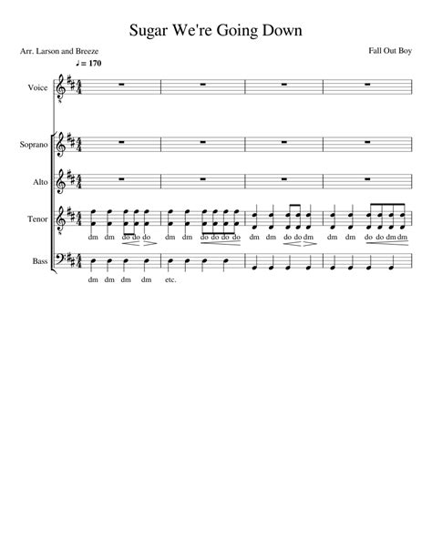 Sugar We re Going Down Sheet music for Vocals, Soprano, Tenor, Alto ...