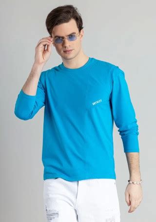 Turquoise Regular Fit Men's Full Sleeves T-Shirt - Buy Online in India @ Mehar