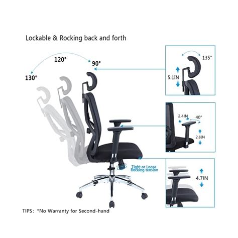 Ticova Ergonomic Office Chair – High Back Desk Chair with Adjustable ...