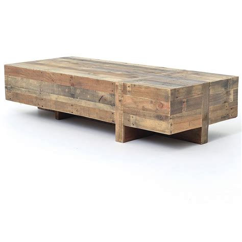 Angora Reclaimed Wood Block Rustic Coffee Table 68" | Reclaimed wood ...