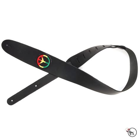 Planet Waves Jamaican Peace Sign Leather Guitar Strap (Black)