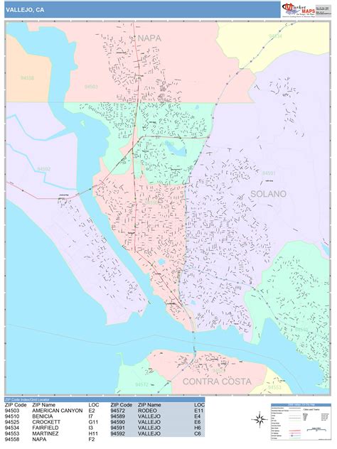 Vallejo California Wall Map (Color Cast Style) by MarketMAPS - MapSales.com