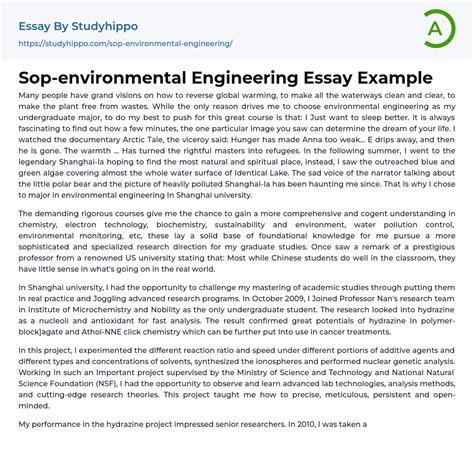 Sop-environmental Engineering Essay Example | StudyHippo.com