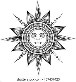 Vintage Hand Drawn Sun Eclipse Mehendi Stock Vector (Royalty Free) 437437423 | Shutterstock