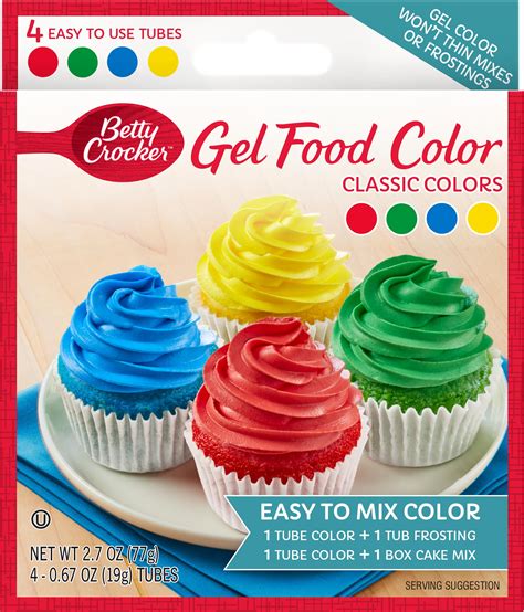 Betty Crocker Decorating Gel Food Color in Classic Colors, 2.7 oz. - Walmart.com - Walmart.com