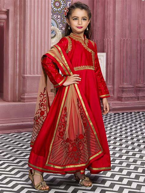 Red Silk Alluring Wedding Wear Anarkali Suit for girls, girls indian ...