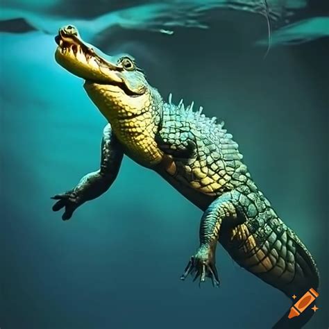 Jacaré (alligator) in the sea on Craiyon