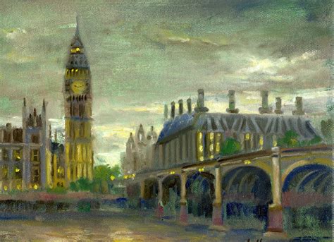 Hall Groat II Paintings: "Big Ben", London, England 9"x12" Oil on canvas