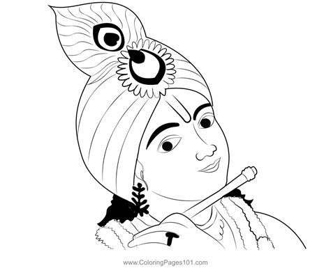 Beautiful Krishna Coloring Page for Kids - Free Krishna Janmashtami ...