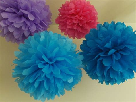 6 Tissue Paper Pom Poms, you pick colors by Tissue Paper Pom Poms