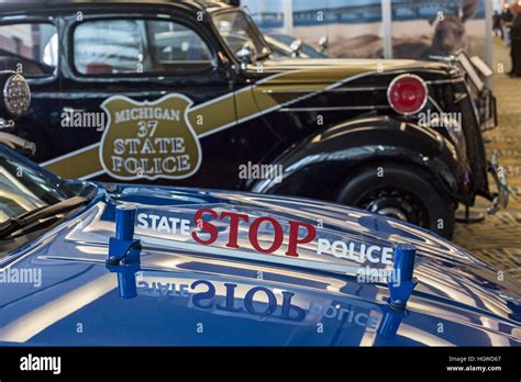 Detroit, Michigan - Michigan State Police cars on display at the North ...