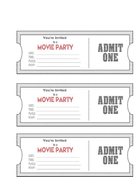 Movie Ticket Party Invitation Template Free Download