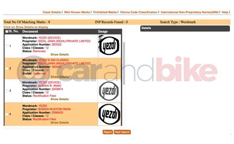 Yezdi, Yezdi Roadking Trademarks Filed