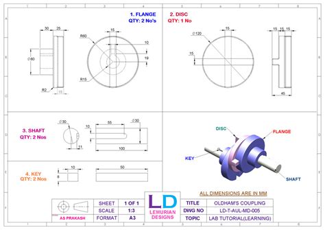 Oldham's Coupling | 3D CAD Model Library | GrabCAD