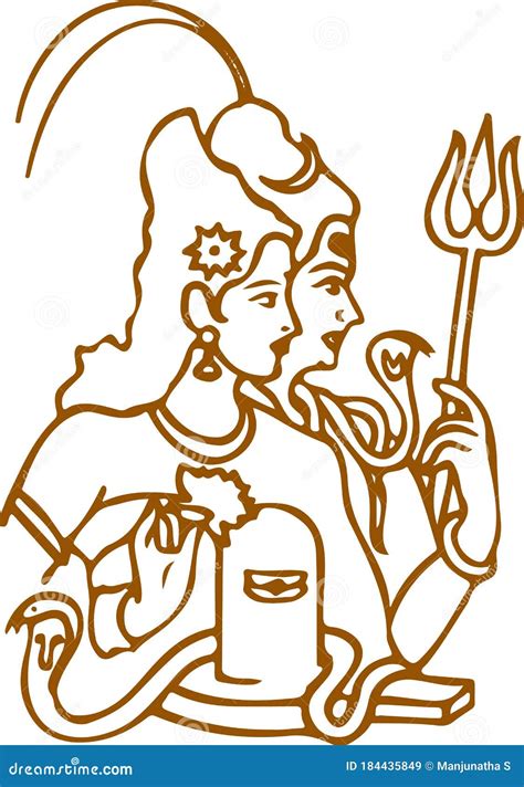 Lord Shiva and Parvati Hindu Wedding Card Design Element. Drawing of ...