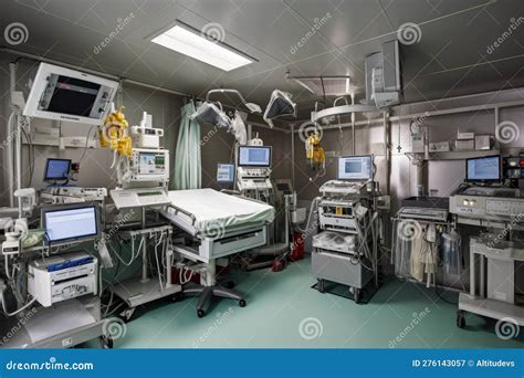 Intensive Care Unit, with Medical Machines and Monitoring Equipment Visible Stock Illustration ...