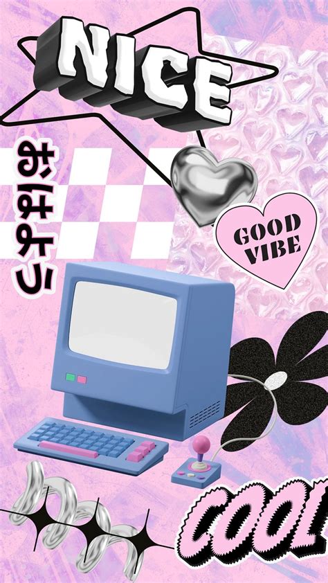 Pink y2k computer, typography collage | Free Photo Illustration - rawpixel