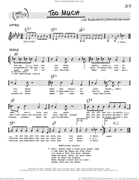 Too Much sheet music (real book with lyrics) (PDF)