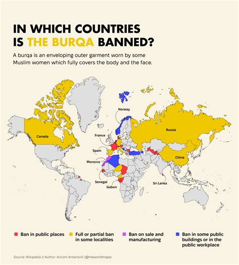 Map Showing Where The Burqa Is Banned - Brilliant Maps