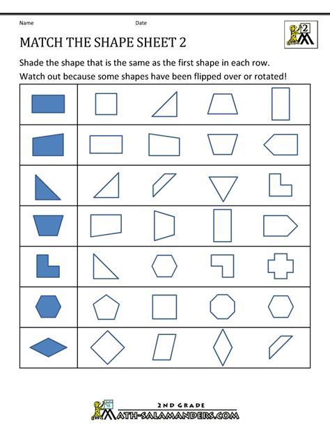 Transformation Geometry Worksheets 2nd Grade