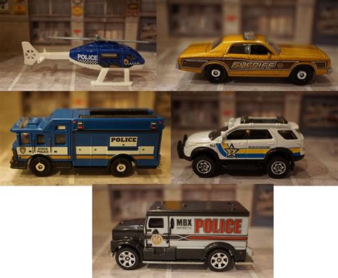 Matchbox Police Car set 10-Car Pack Police Squad & NYPD Police Rescue chopper / squad cars ...