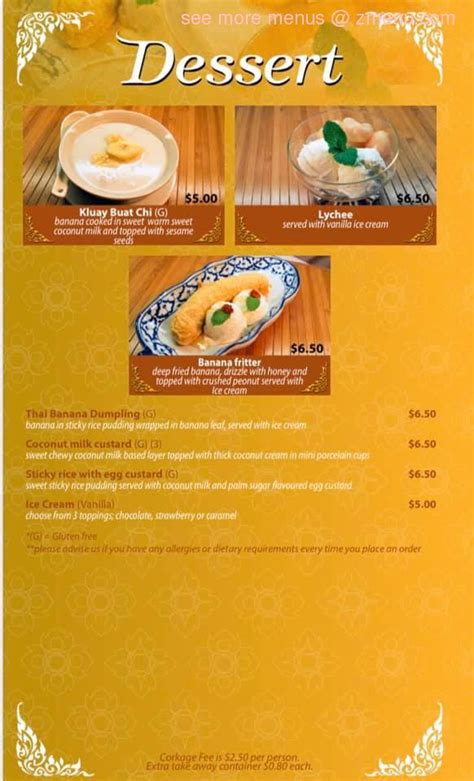 Menu at Racha Thai Restaurant, Hamilton