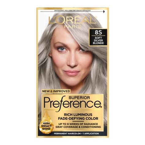 L'Oreal Paris Superior Preference 8S Soft Silver Blonde Permanent Hair Color, 1.0 ct - Metro Market