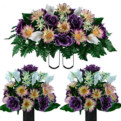 Sympathy Silks Artificial Cemetery Flowers - Realistic - Outdoor Grave ...