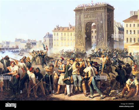 Battle for Porte Saint Denis 28 July 1830'. Revolution in France Stock ...