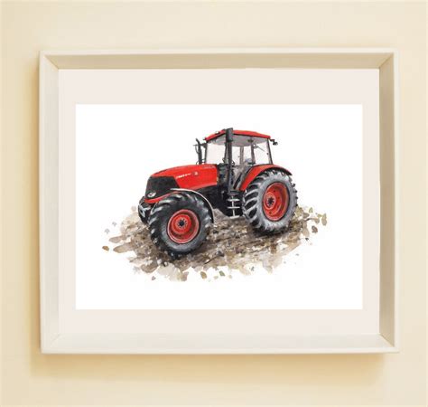 Tractor Print / Red Tractor Print / Kid's Prints / Tractor Painting ...