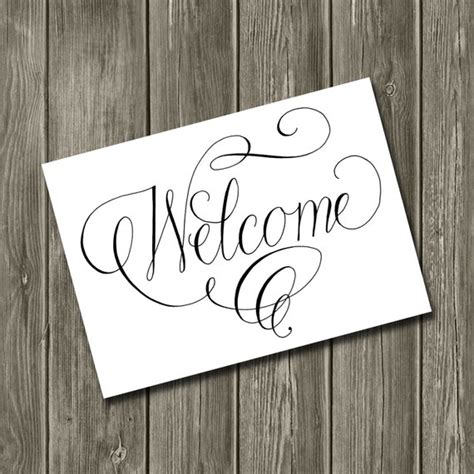 Welcome Sign Handwritten Calligraphy Printable