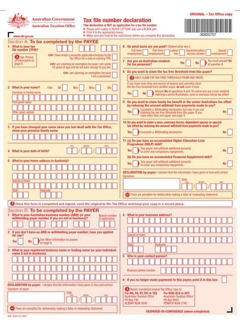 tax-file-number-declaration-form.pdf | Withholding Tax | Payments