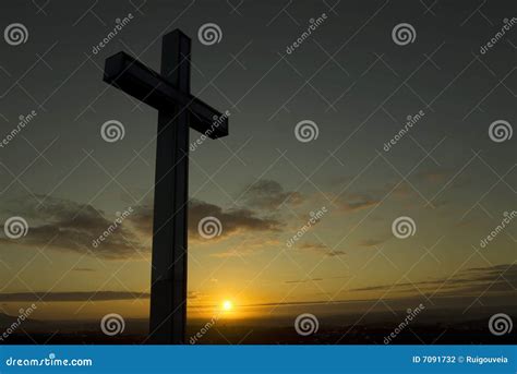 Christian cross silhouette stock photo. Image of rays - 7091732