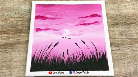 Pink Sunset | Easy Art | Acrylic Painting for Beginners | Joy of Art #183 - YouTube