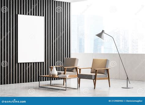 Modern Interior of Waiting Room with White Poster Stock Illustration ...