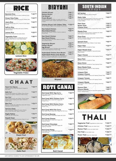 Menu at Little India Restaurant, Jakarta, Jl. Thamrin Boulevard