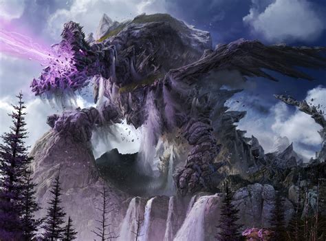 Image - 1600x1184 16036 Tiamat Eruption 2d fantasy dragon mountains ...