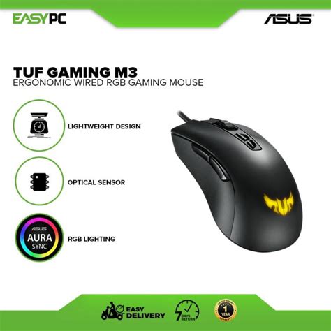 EasyPC | Asus TUF Gaming M3 ergonomic wired RGB gaming mouse For Laptop and Desktop PC For ...